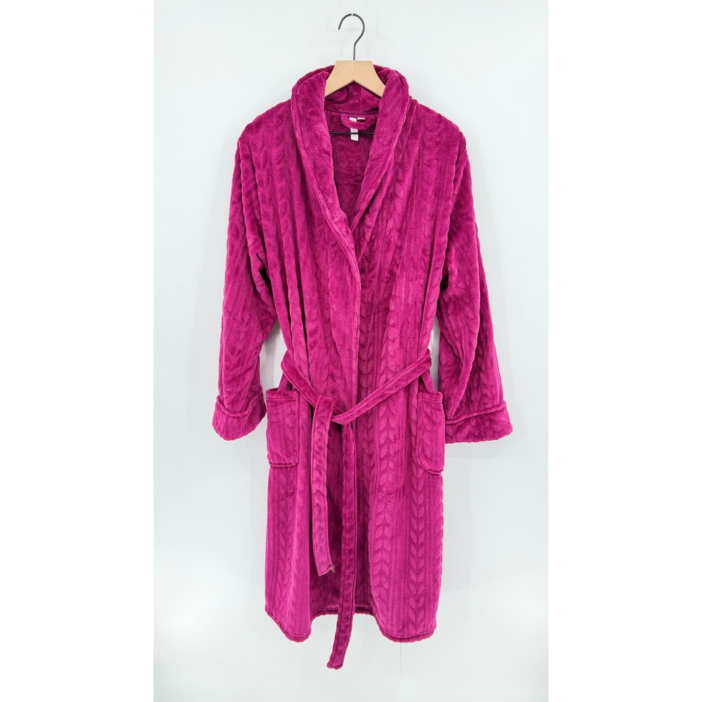 Joyspun NWT Cozy Robe Superminky Cable Knit Plush Pink Plus Size 3X 22-24W